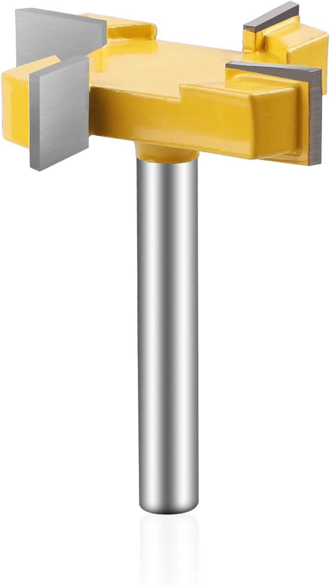 SnelShoppen - Groeffrezen en Frees Cutter 8mm, 1/4 Inch Shank T, 4 Snijkanten voor Houtbewerking - Ideaal voor Deuren, Tafels, Planken, Wanden en Meer