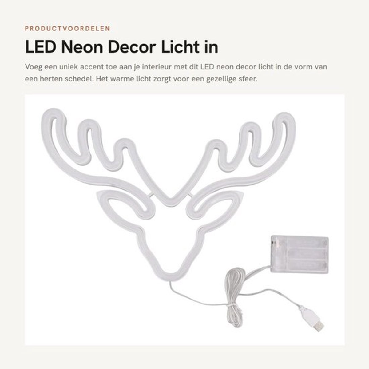 Neon Decor Licht - Herten LED Teken - USB/Batterij Aangedreven - Flexibele PVC/ABS - Gezellige Verlichting - Uniek Ontwerp - Neonlicht
