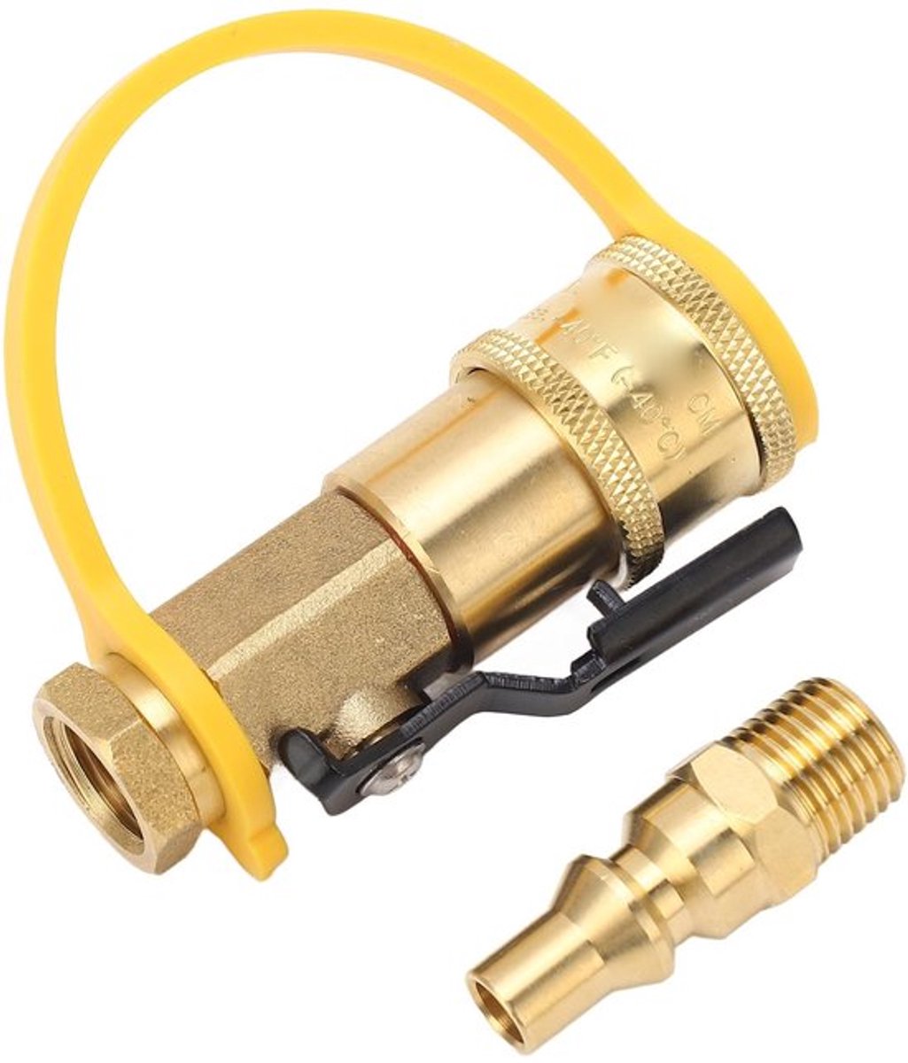 RV Propaan Afsluitklep - Gas Snelkoppeling - Eenvoudige luchtstroomregeling - 1/4 Inch - Betrouwbare materialen - Ideaal voor campingkach...
