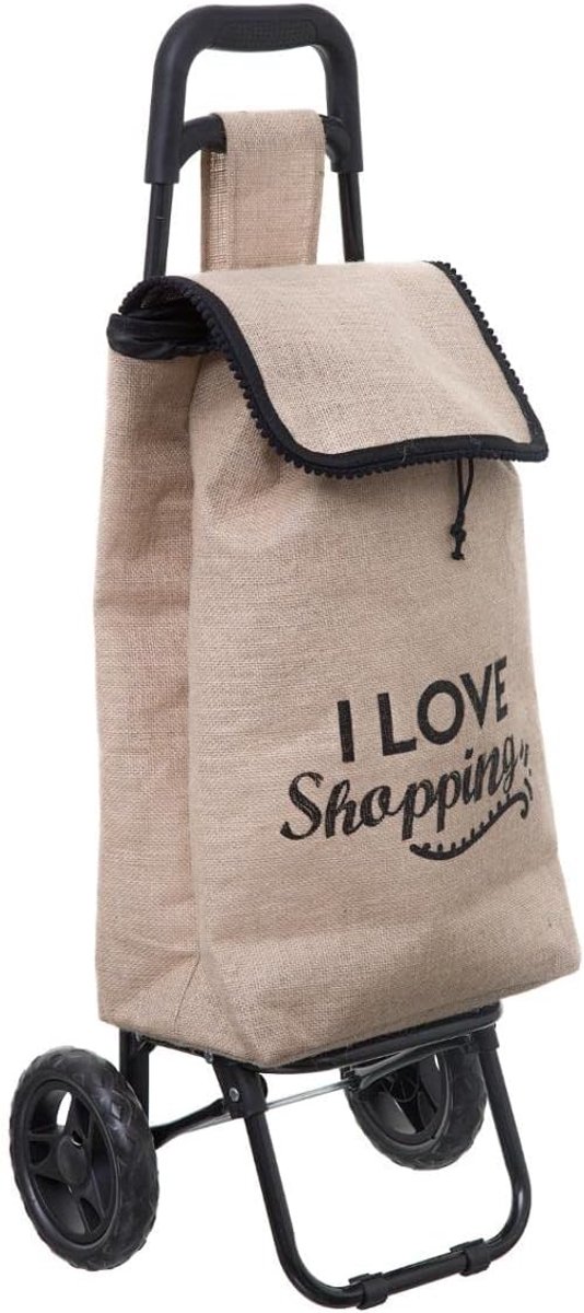 SnelShoppen - Shopping Trolley Taupe, Opvouwbare Winkelwagentje met Wielen, Waterafstotende Voering, Compact en Lichtgewicht, Ideaal voor Boodschappen