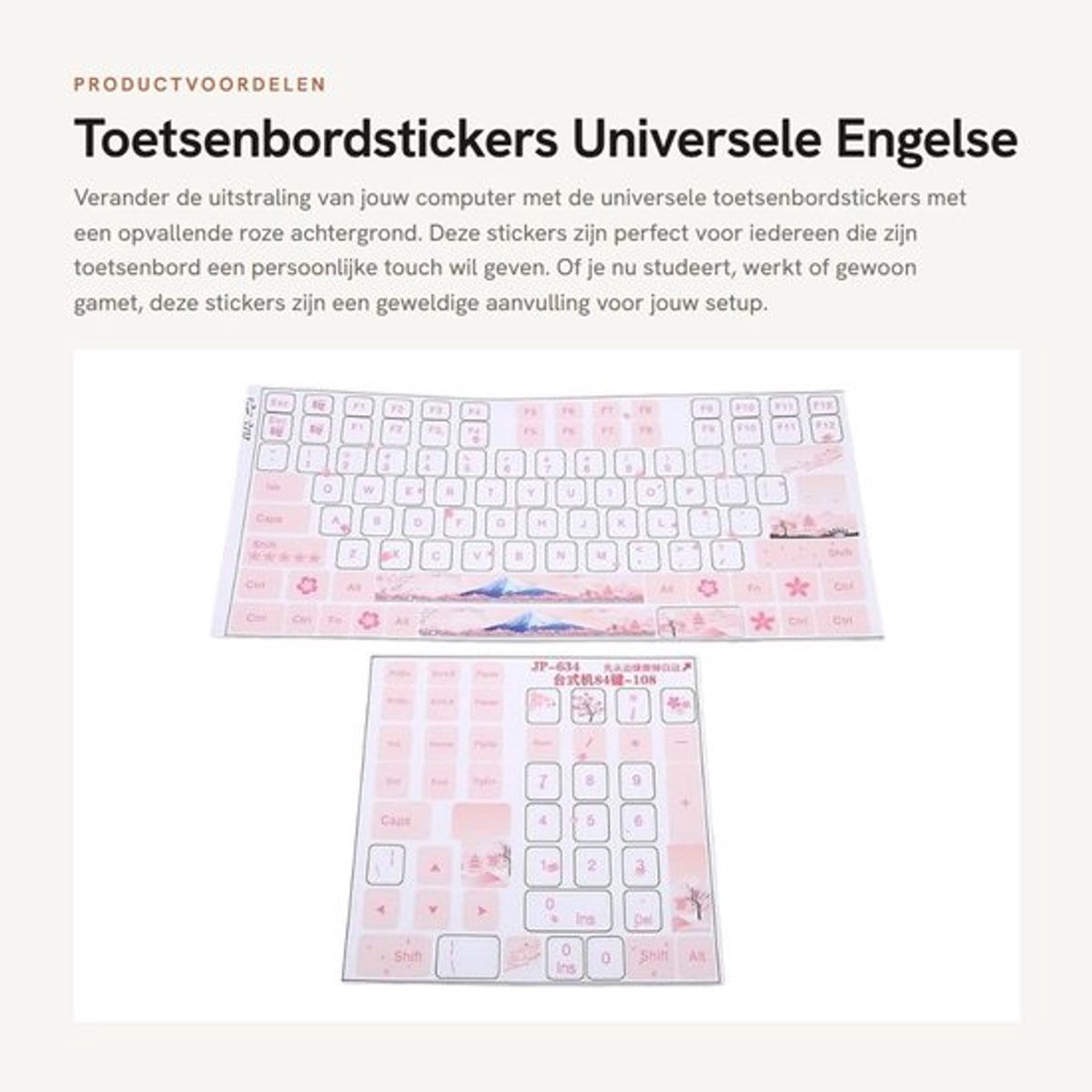 Toetsenbordstickers Universeel - Toetsenbordstickers QWERTY - PVC - 84-108 Toetsen - Slijtvast - Krasbestendig - Lichtgewicht - Toetsenbordlabels