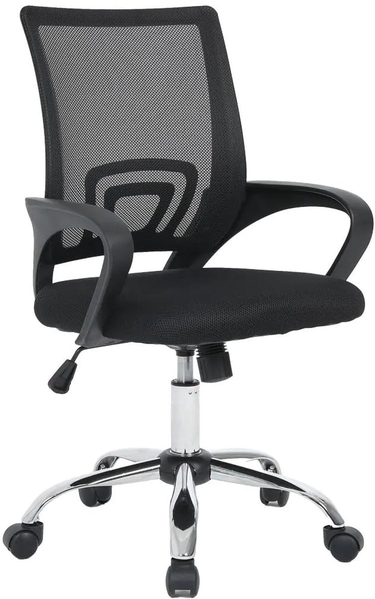 SnelShoppen - Ergonomische Bureaustoel met Wielen van Nylon | Ademend Mesh in Zwart | Model Aitana 96 x 48 x 59 cm | Perfect voor Thuiswerk, Kantoor e