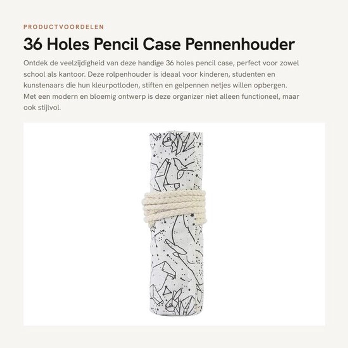 Pennenzak Grote Capaciteit - Roll Up Etui - Duurzaam Canvas - Organizer voor School/Kantoor - Kunsthandwerk - Lichtgewicht 109g - Pencil Case