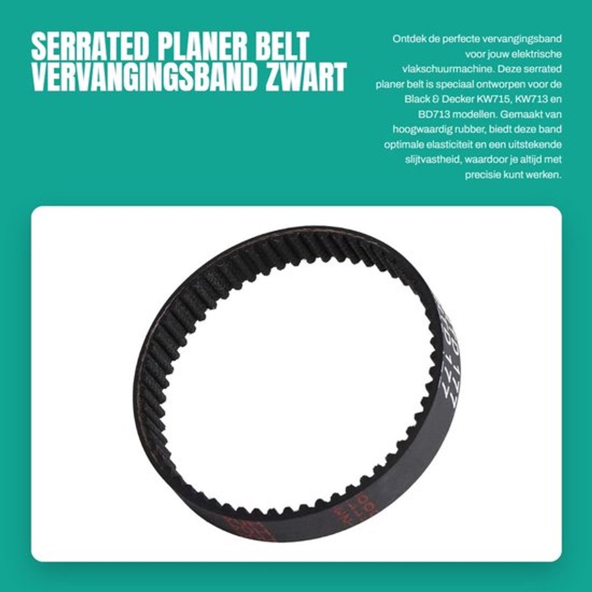 Serrated Planer Belt - Vervangingsband - Zwart - Rubber - Duurzaam en Elastisch - Geschikt voor Black & Decker KW715 KW713 BD713