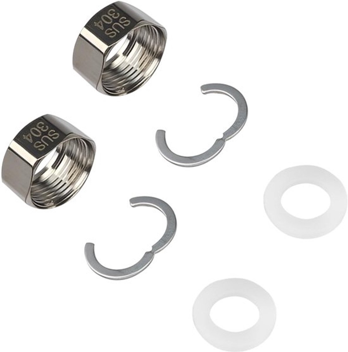 Aansluitset 2 Stuks - Roestvrij Stalen Schroefverbinding - DN25/1 1/4 Inch - Gegolfde Buis - IG1 1/4 Inch Binnendraad