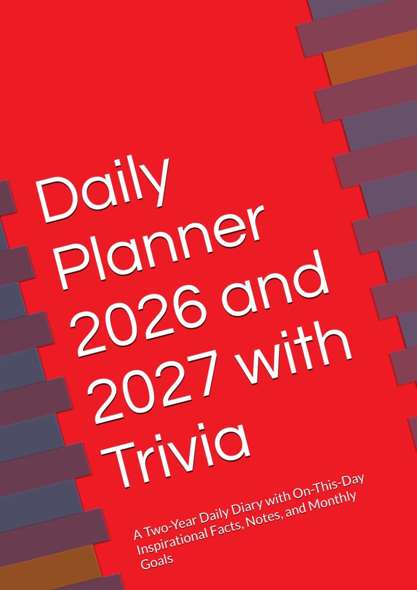 SnelShoppen - Daily Planner 2026-2027 met Dagelijkse Trivia - Rood Kaft: Twee-Jaren Dagboek met Inspirerende Feiten, Notities en Maanddoelen