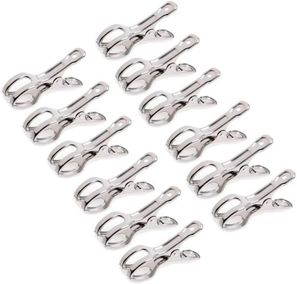 Handdoekclips Winddicht - Roestvrij Staal - 12 Stuks - 8,5 cm - Geschikt voor Ligstoelen - Grove Opening - Ideaal voor Strand - Strandclips