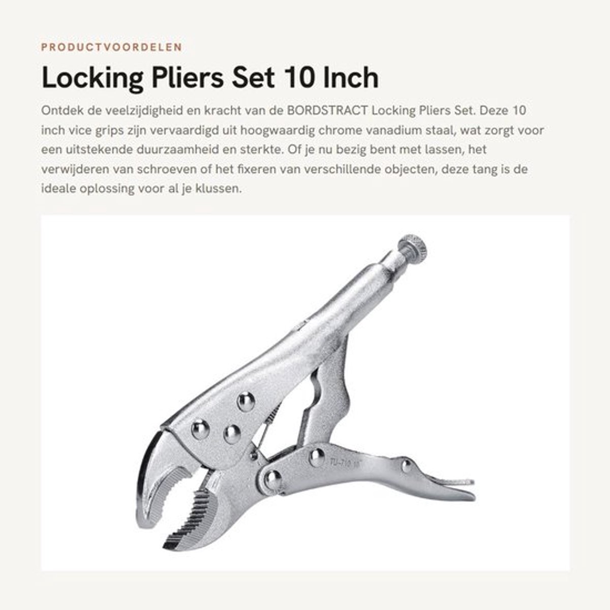 Grip - 10 Inch Verstelbare Grijptang - Chrome Vanadium Staal - Duurzaam - Eenvoudig te Gebruiken - Voor Diverse Toepassingen - Tang
