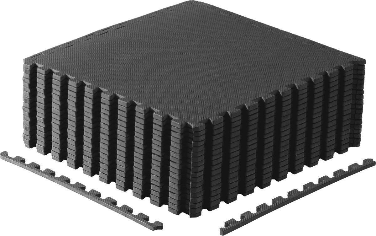 SnelShoppen - EVA-schuim Oefenpuzzelmatten - 3 Stuks - 24"x24"x1/2" - T-patroon - Zwart - Ideaal voor Thuisgym, Kinderen, Speelruimtes en Fitness