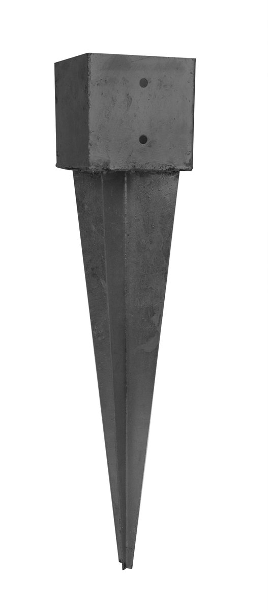 Paalhouder met punt Zwart Gecoat 14.3 x 14.3 x 75 cm | Per Stuk