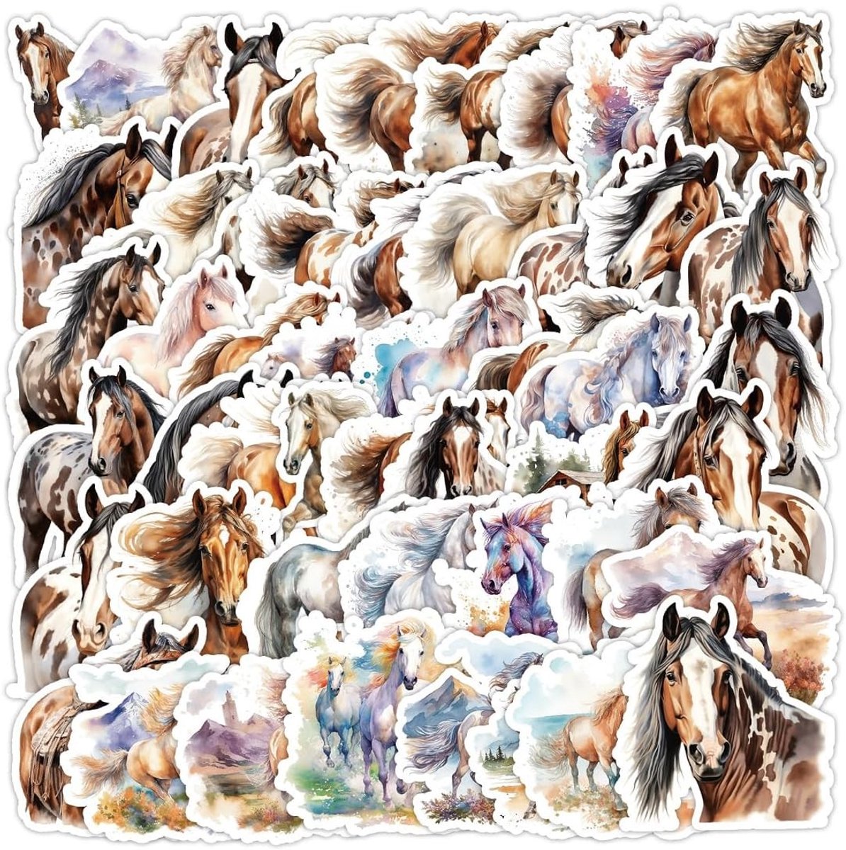 Paardenstickers voor kinderen - 50 stuks, perfect als verjaardagsdecoratie en cadeau voor meisjes, leuk voor knutselen en feestjes