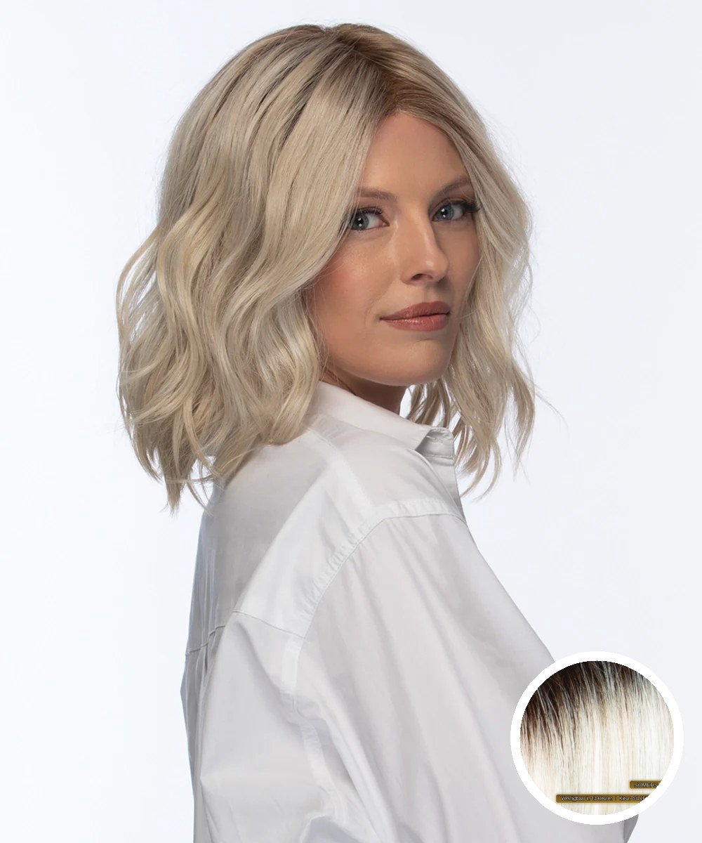 Estetica Designs SOMERS Synthetisch Haarwerk - Front Lace Line Heat Defiant - Silversun RT8 Kort