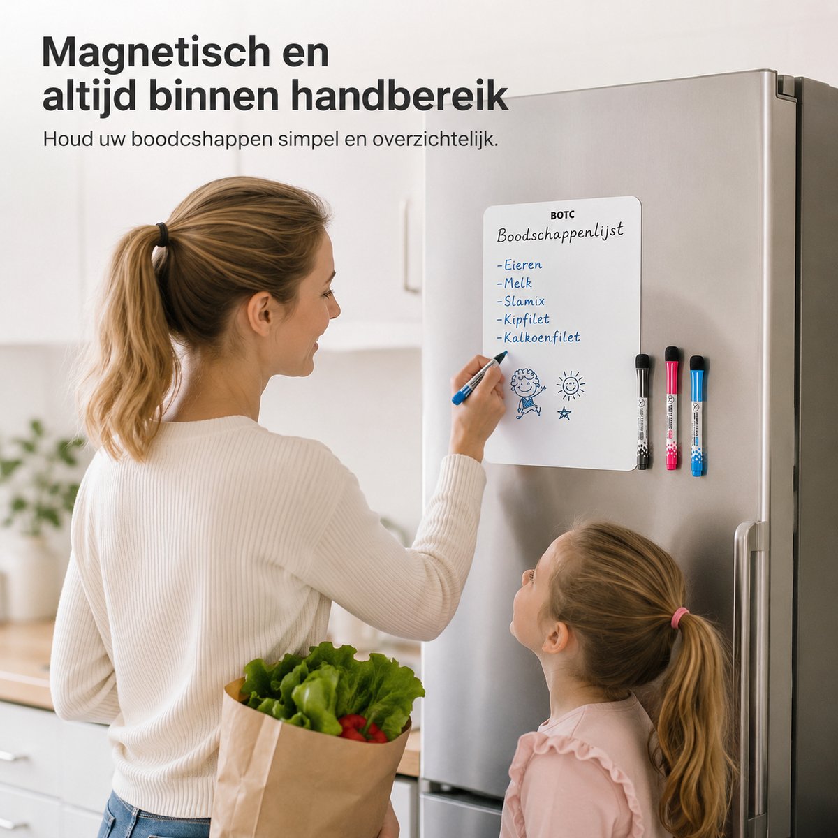 BOTC Magnetisch Whiteboard voor Koelkast - 23*30cm - Weekplanner - Memobord - Maandplanner - Wit — cadeau in Kalenders & Planners - foto 2