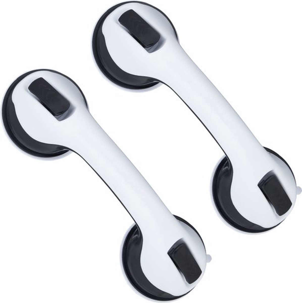 handgreep met zuignap - set van 2 - tot 70 kg - douche - bad - badkamer - zwart/wit