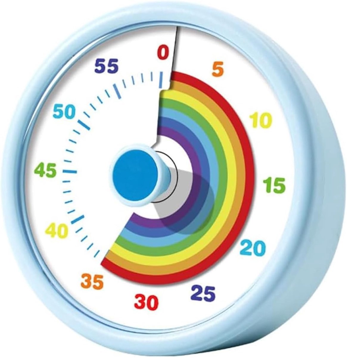 Visuele Timer voor Kinderen, 60 Minuten Stille Countdown Timer met Regenboog Ontwerp, Ideaal voor Pomodoro, Klaslokaal en Keuken, Effectieve Tijdmanagement Tool in Blauw