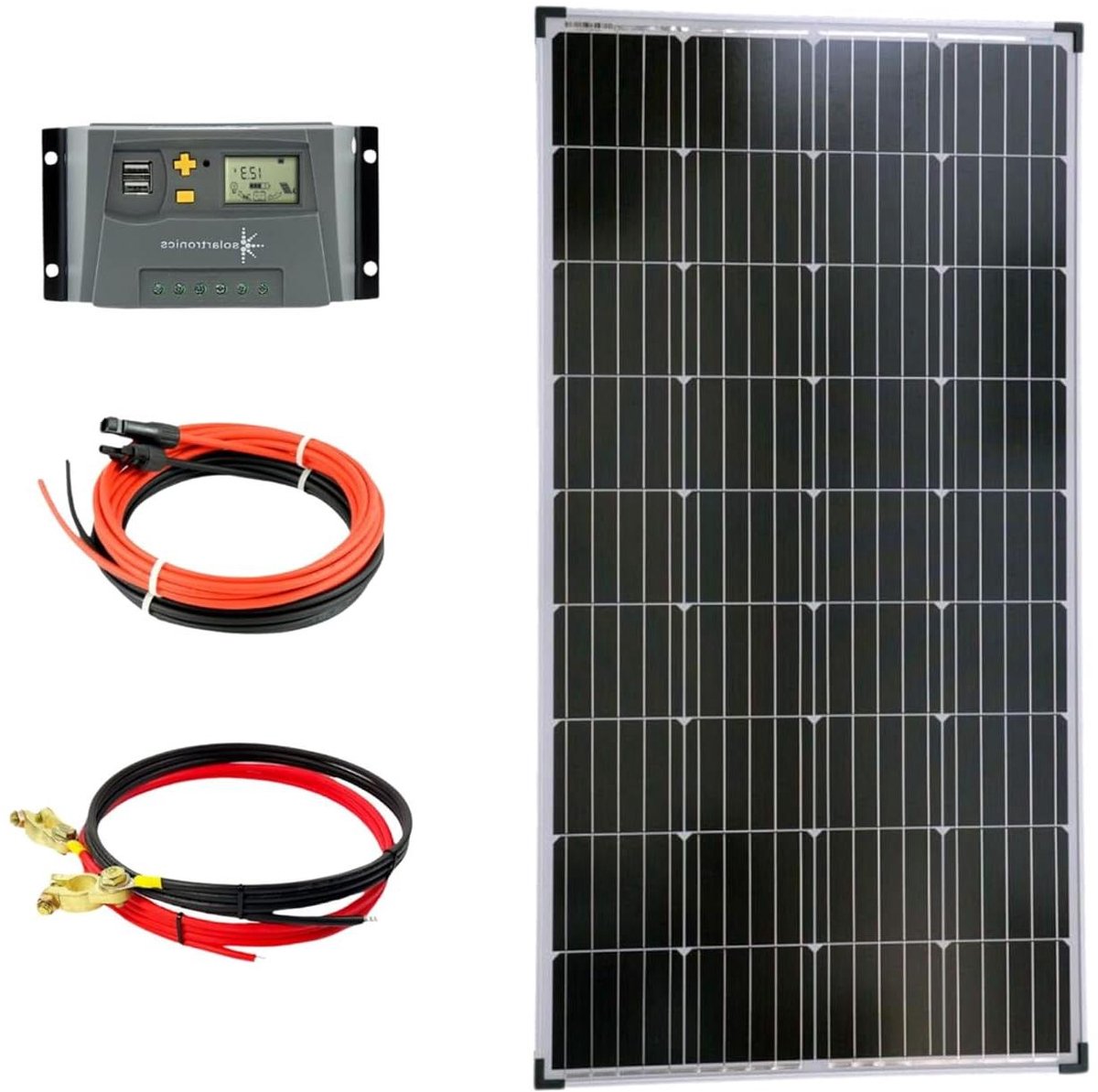 Zonnepaneel Set - Energie Installatie - Zelf Stroom Opwekken - LCD Laadregelaar - 130 Watt - Zwart