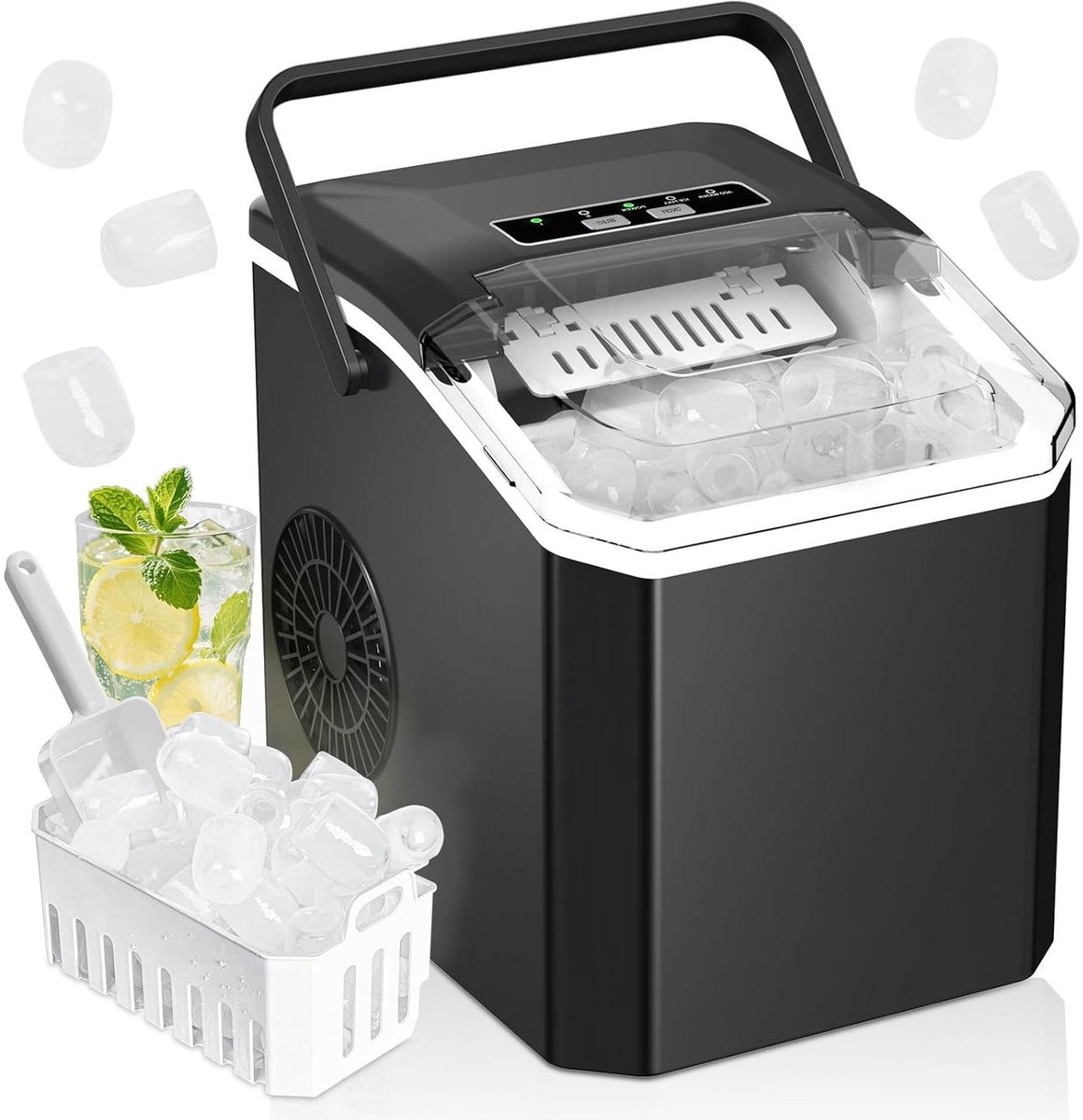 IJsmaker - IJsblokjes Machine - Snelle IJsblokjes - Automatische Reiniging - 14kg Per Dag - Zwart