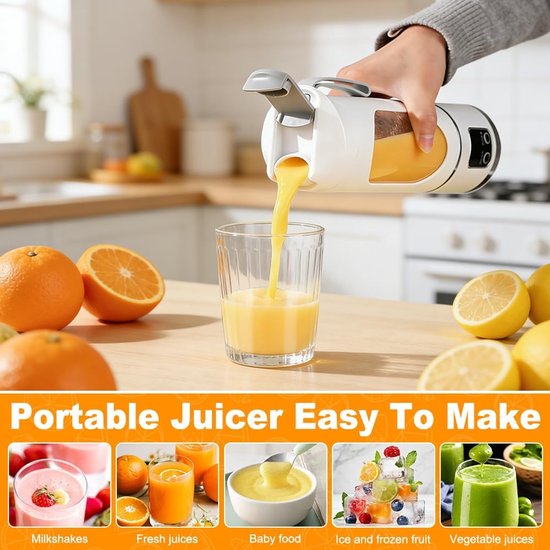 Draagbare Smoothie Maker - Mini Blender - Snelle Drankjes Maken - 12 Roestvrijstalen Messen - 450 ml Capaciteit - Wit — afbeelding 5
