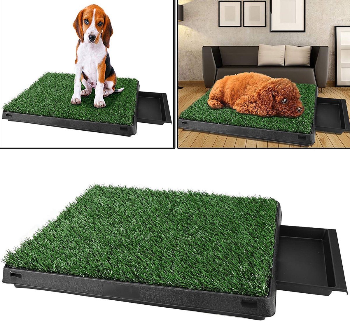 SnelShoppen - Indoor Hondentoilet Kattenbak Kunstgras 60x90cm - Milieuvriendelijk, Biologisch Afbreekbaar, Absorberend, Ideaal voor Training en Thuisg