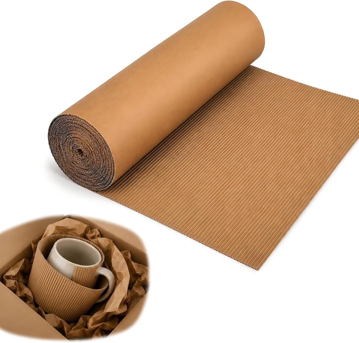 Corrugated Papier Rol 196 x 12 Inch voor Verpakking, Verzending en Creatieve Projecten, Beschermende Vellen voor Opslag en Ambachten