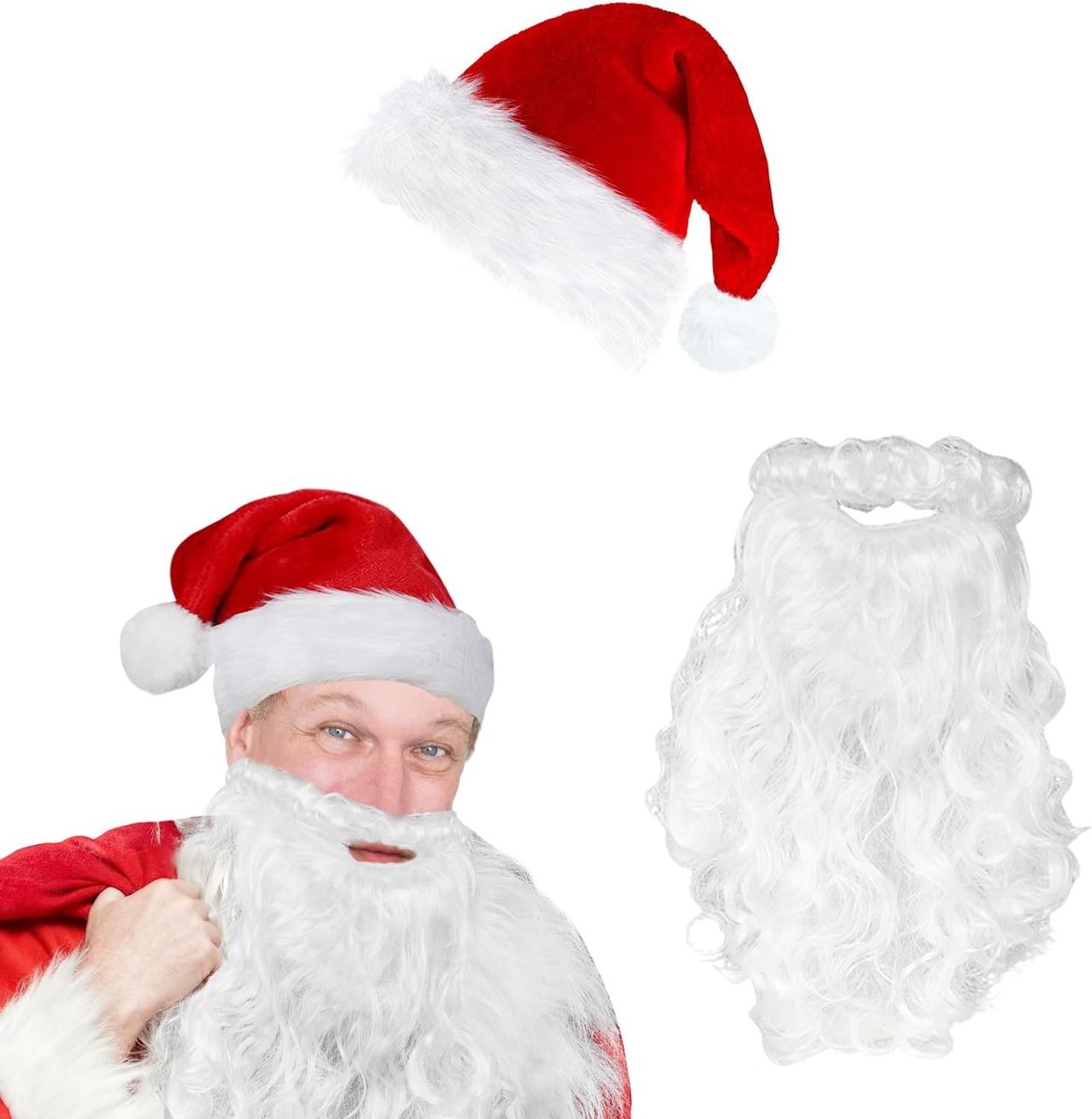 Witte Kerstman Peruc en Baard Set voor Volwassenen - Cosplay Accessoires voor Kerst en Halloween Feesten