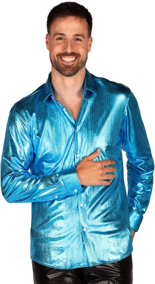Blouse Turquoise - Shining Star - Jaren 80 en 90 Disco - Heren