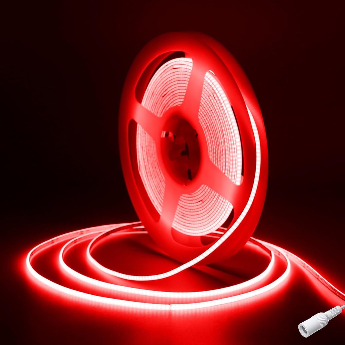 SnelShoppen - DC12V COB LED Strip 5M Rood, Flexibel LED Lint 480 LEDs/m met CRI90+ Super Heldere Verlichting voor TV, Slaapkamer, Keuken, Kast, Auto,