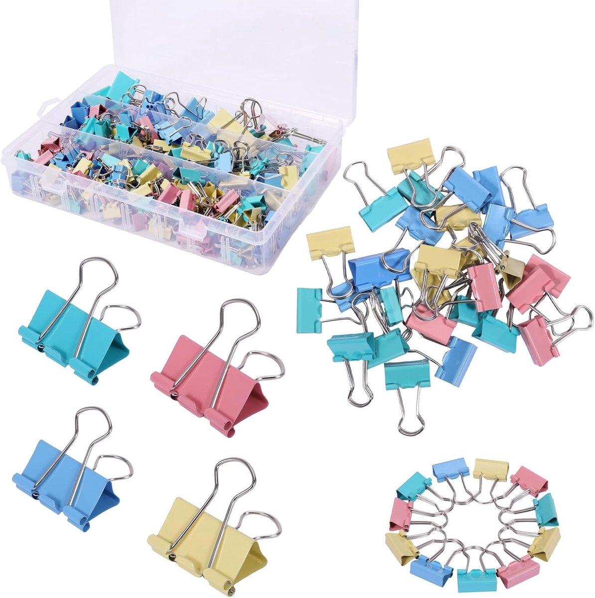 170 Stuks Vouwklemmen Set - 15mm, 19mm, 25mm en 32mm - Multifunctionele Klemmen voor Documenten, Papieren en Kantoorbenodigdheden