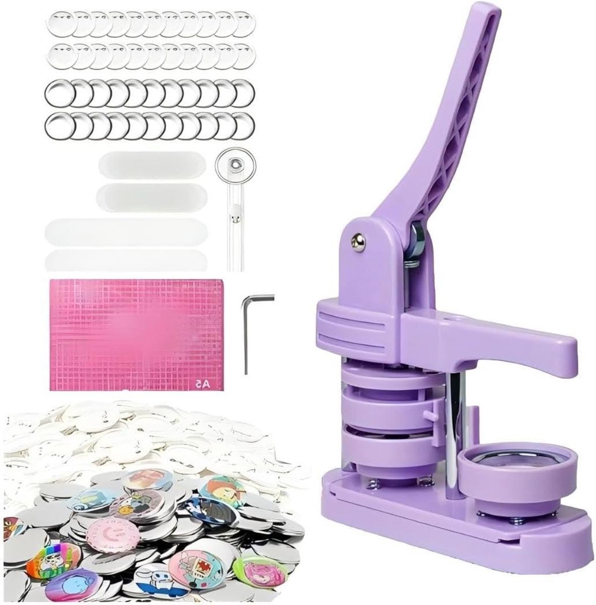 Knoopmachine Set - Badge Maker - Creatieve Projecten - Compleet met Accessoires - 58 mm - Lila
