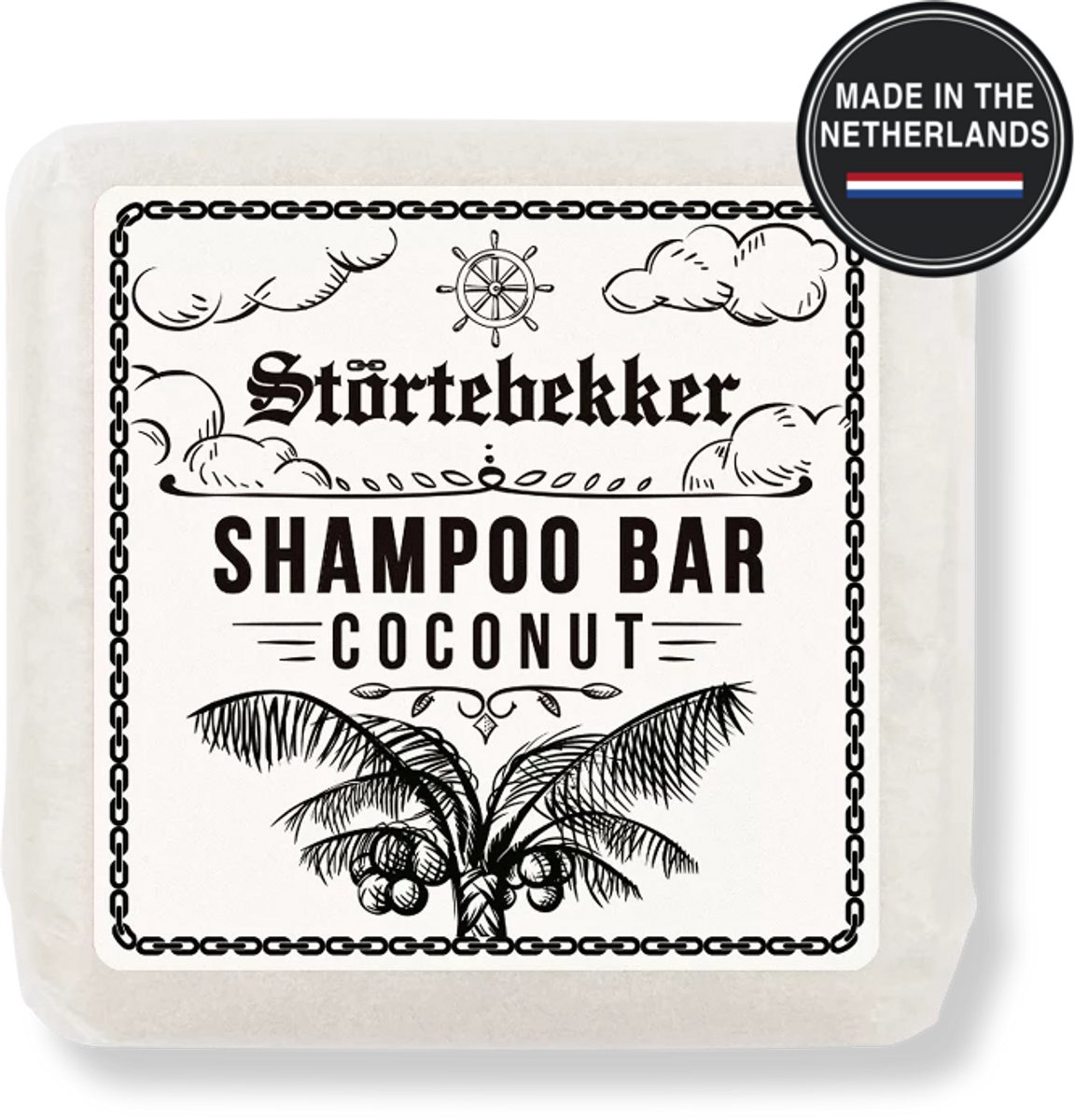 Störtebekker® Premium Shampoo Bar Kokos - Vaste shampoo voor mannen en vrouwen - 3-in-1 douchezeep voor mannen voor haar, hoofdhuid en baard - Hydraterende shampoo - veganistisch, handgemaakt - 100 g Solid Shampoo Bar Coconut