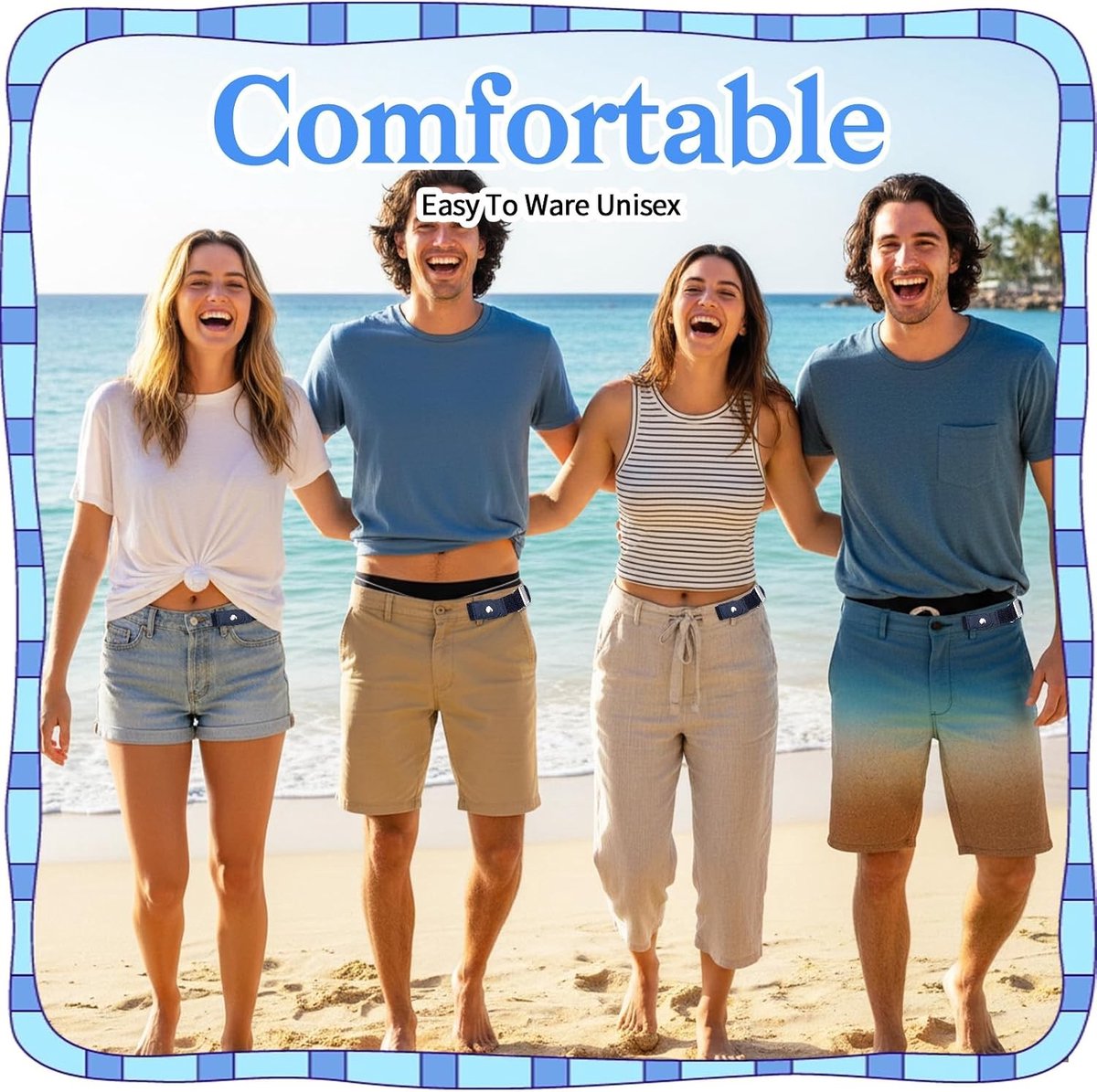 2 stuks elastische riemen zonder gesp voor dames en heren, verstelbare stretchriem voor jeans, onzichtbare riem, 25-35 cm