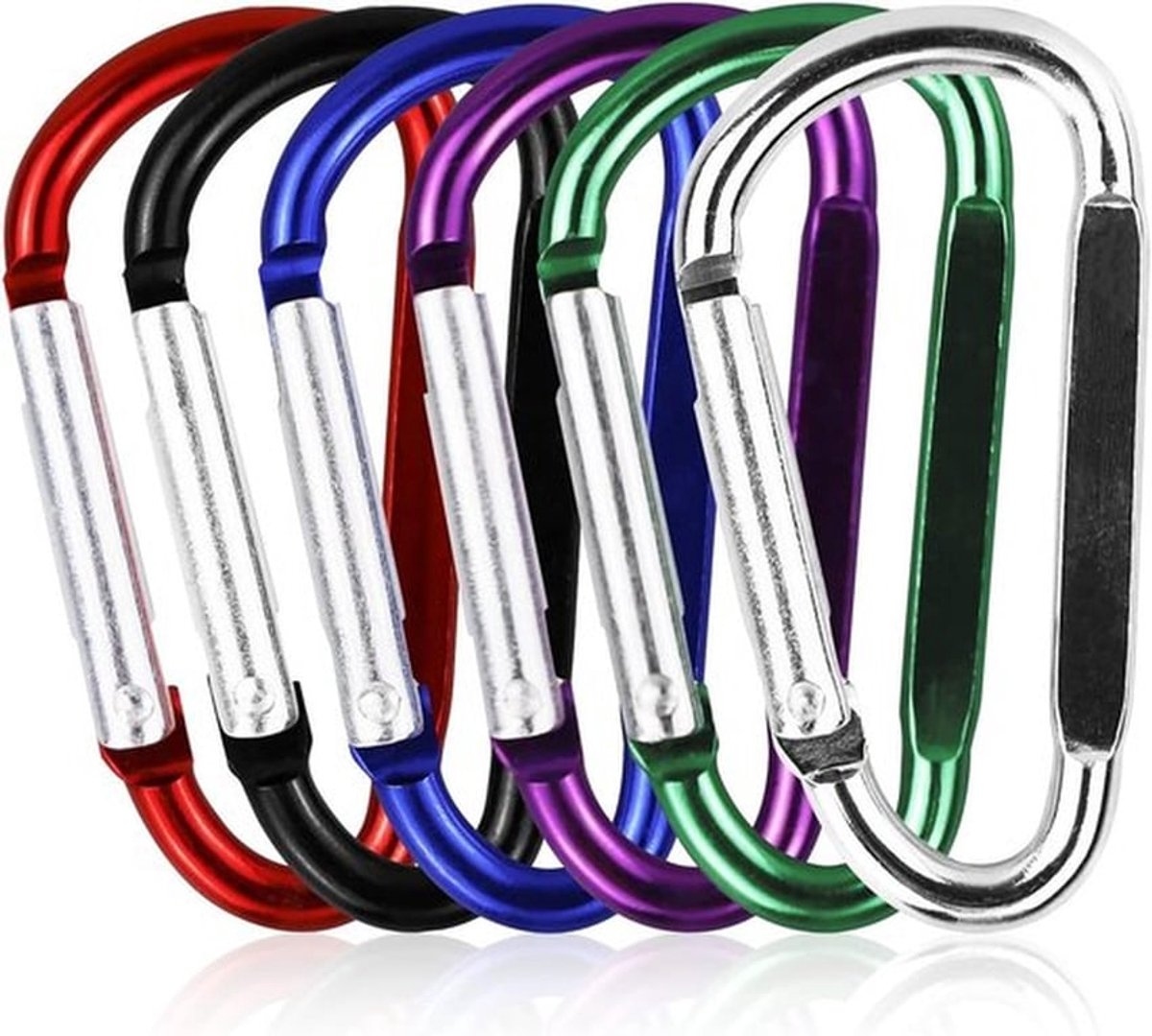 Karabijnhaak D-vorm - 6 Stuks - Mini Karabijnhaak - Sleutelhanger - Vliegtuig-aluminiumlegering - Duurzaam en Lichtgewicht - Haak