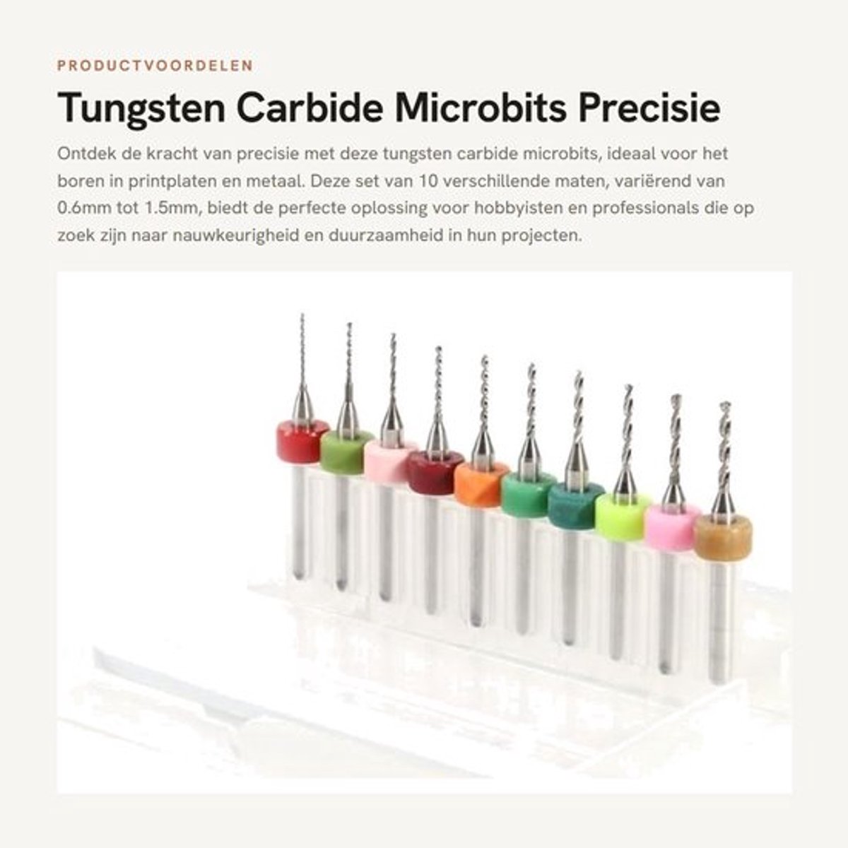 Microbits 0.6mm/1.5mm - 10 Stuks - Hoge Kwaliteit - Snijrand - Opslagdoos - Lage Weerstand - Verbeterde Gatwandkwaliteit - Boor