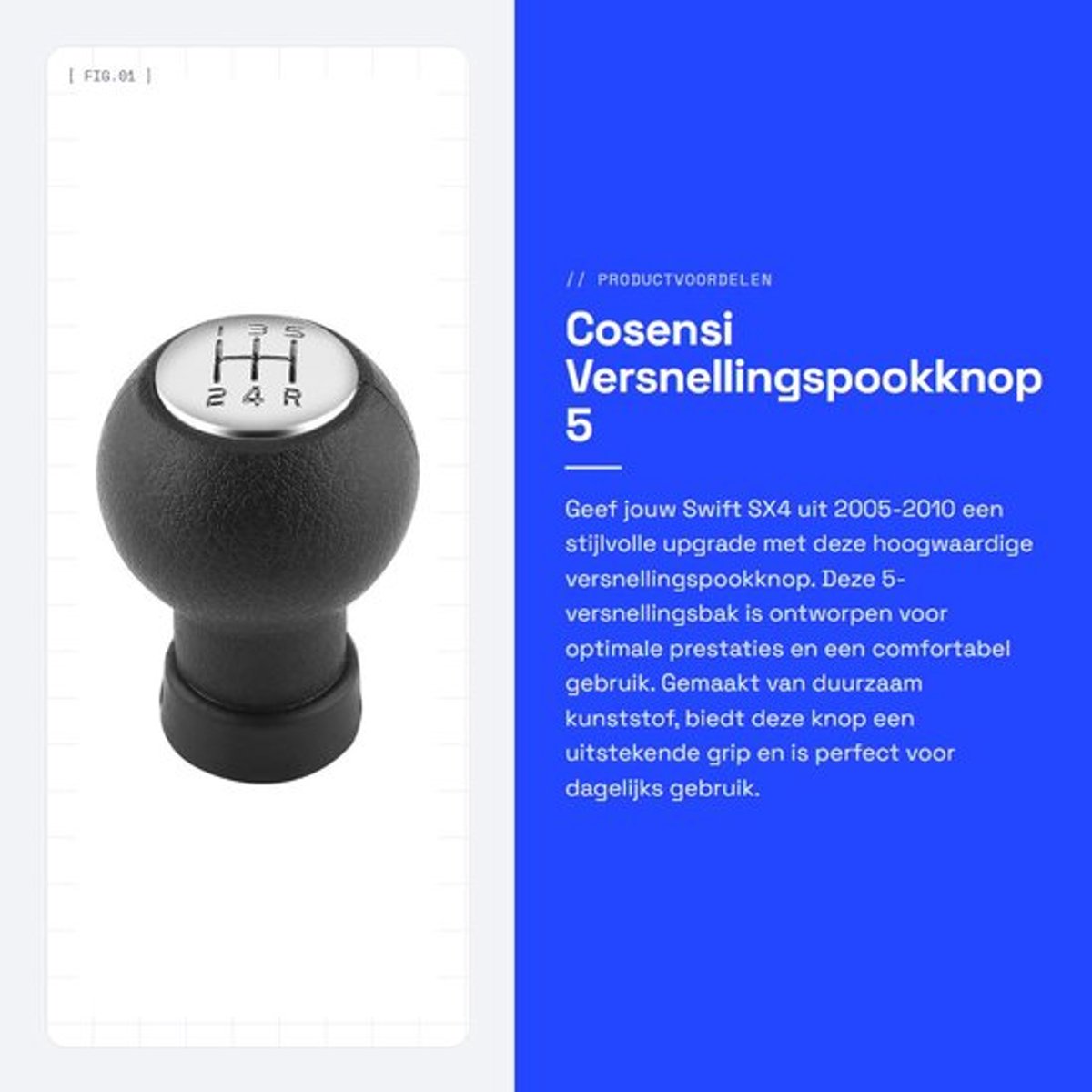 Versnellingspookknop 5 Versnellingen - Hoogwaardige Plastic - Duurzaam - Comfortabel - Voor Swift SX4 2005-2010 - Elegante Uitstraling - Schakelknop