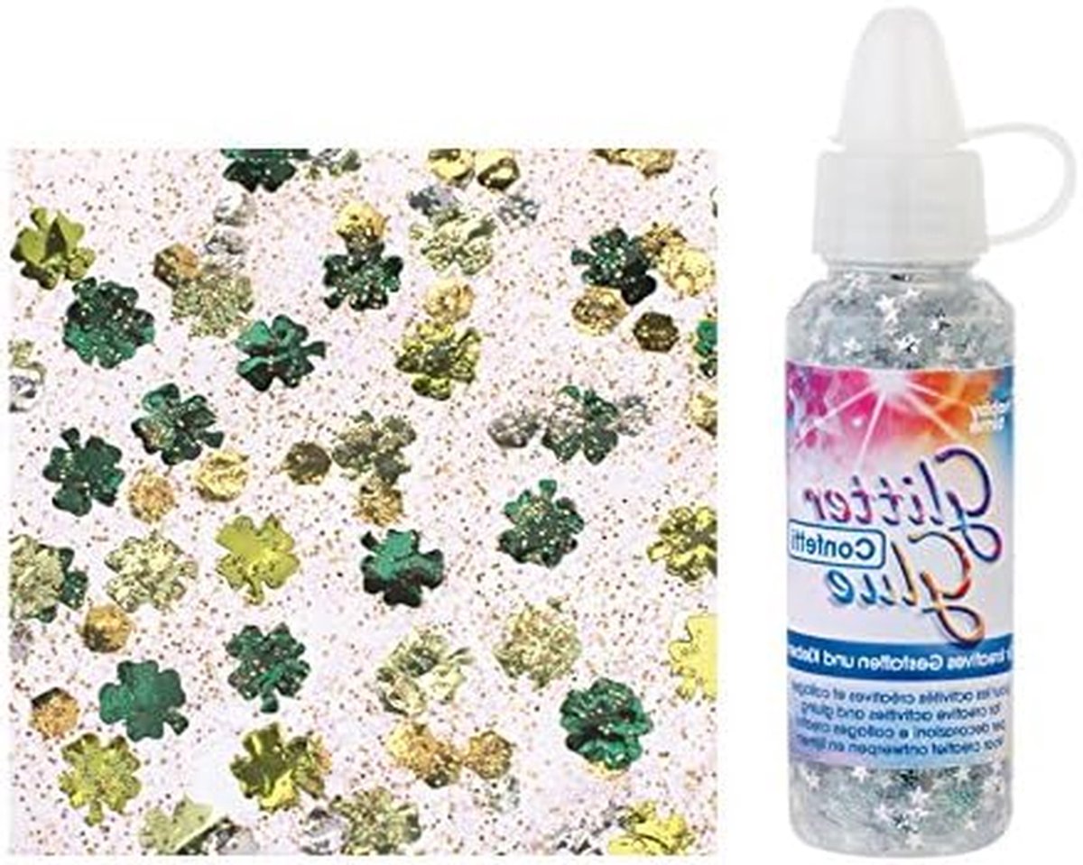 Glitterlijm Fles - Confetti Lijm - Creatief Knutselen - Met Pailletten - 53 ml - Groen Geel