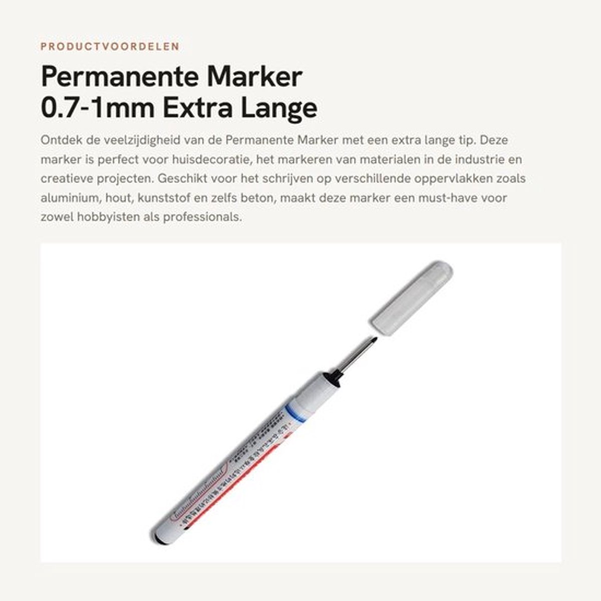 Permanente Marker Waterdicht - Extra Lange Punt - Veegbestendig - Sneldrogend - Geschikt voor Diverse Oppervlakken - 0,7-1 mm Lijnbreedte - Markerpen