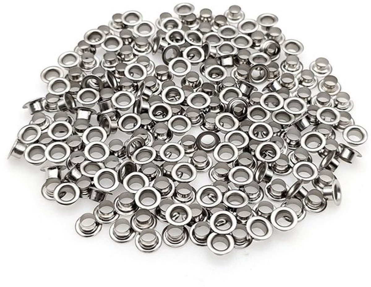 Vervangingsoogjes 200 stuks - Zilveren Ogen - 5 mm Oogjes - Geschikt voor Gatentang - Maximaal 3 mm Stansdikte - Voor Papier/Karton/Leer - Oogringen