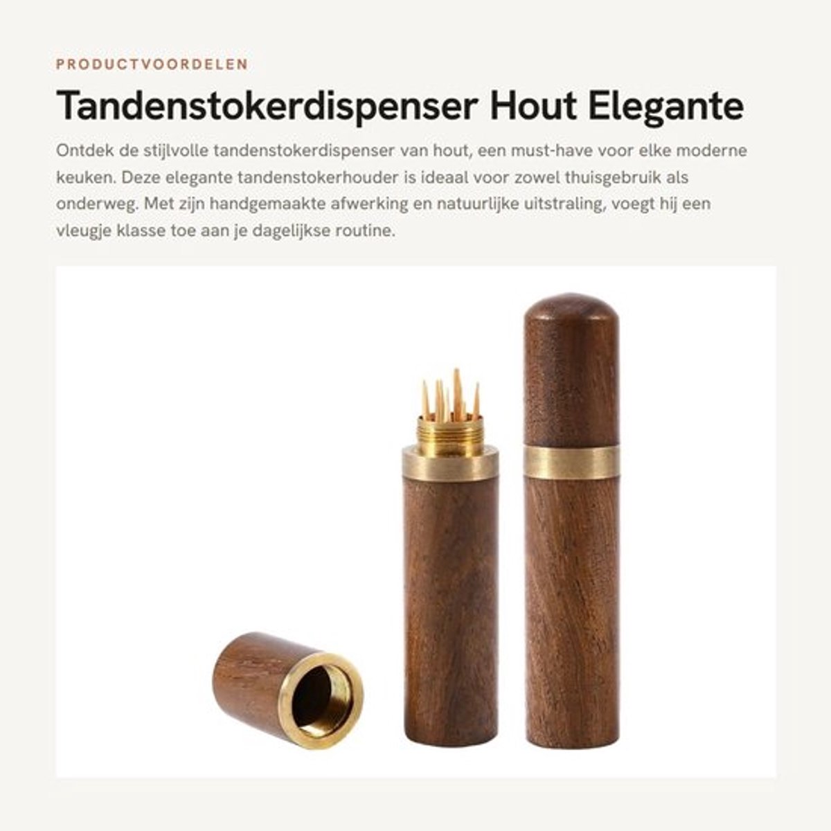 Tandenstokerdispenser Elegante Houten Houder - Tandenstokerhouder - Pillendoosje - Handgemaakt - Hoogwaardig Houthandwerk - Hoogte 8,2 cm