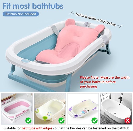 1 stuk - Babybadje steunnetje - Driepunts antislip verstelbaar - Badzitje - Babybadstandaard - 43*32 cm - Voor pasgeborenen van 0-12 maanden - Roze — afbeelding 5
