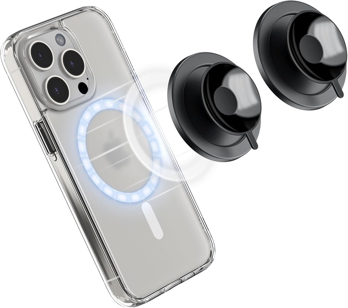 Siliconen Telefoonhoes met Zuignap en Magnetische Houder voor iPhone 15, 14, 13, 12 en Alle Telefoons, Duurzame Handsfree Telefoonhouder voor Spiegel, Glas, Badkamer en Gym