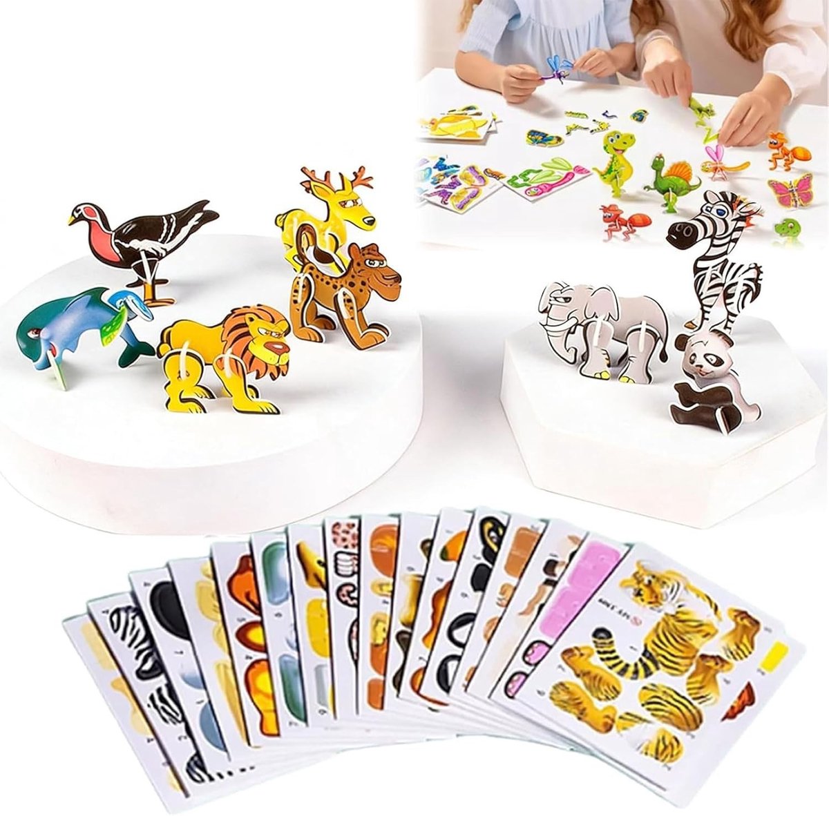 25-delige Educatieve 3D Cartoon Puzzel voor Kinderen, Montessori Speelgoed en Leerzaam Dierenthema Puzzelspel