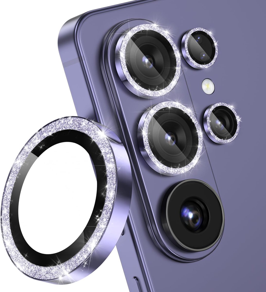 SnelShoppen - S26U Camera Lens Beschermer Bling Glitter Paars, Luxe Bescherming, Decoratieve Accessoire, Geschikt voor Feesten, Uitjes en Dagelijks Ge