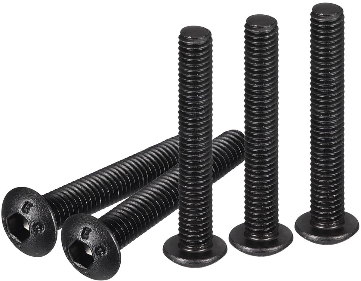 Hex Socket Schroeven met Lenskop 0.5x25mm - 100 Stuks Carbon Staal Zwart Oxide Volledige Draad voor Machinegebruik