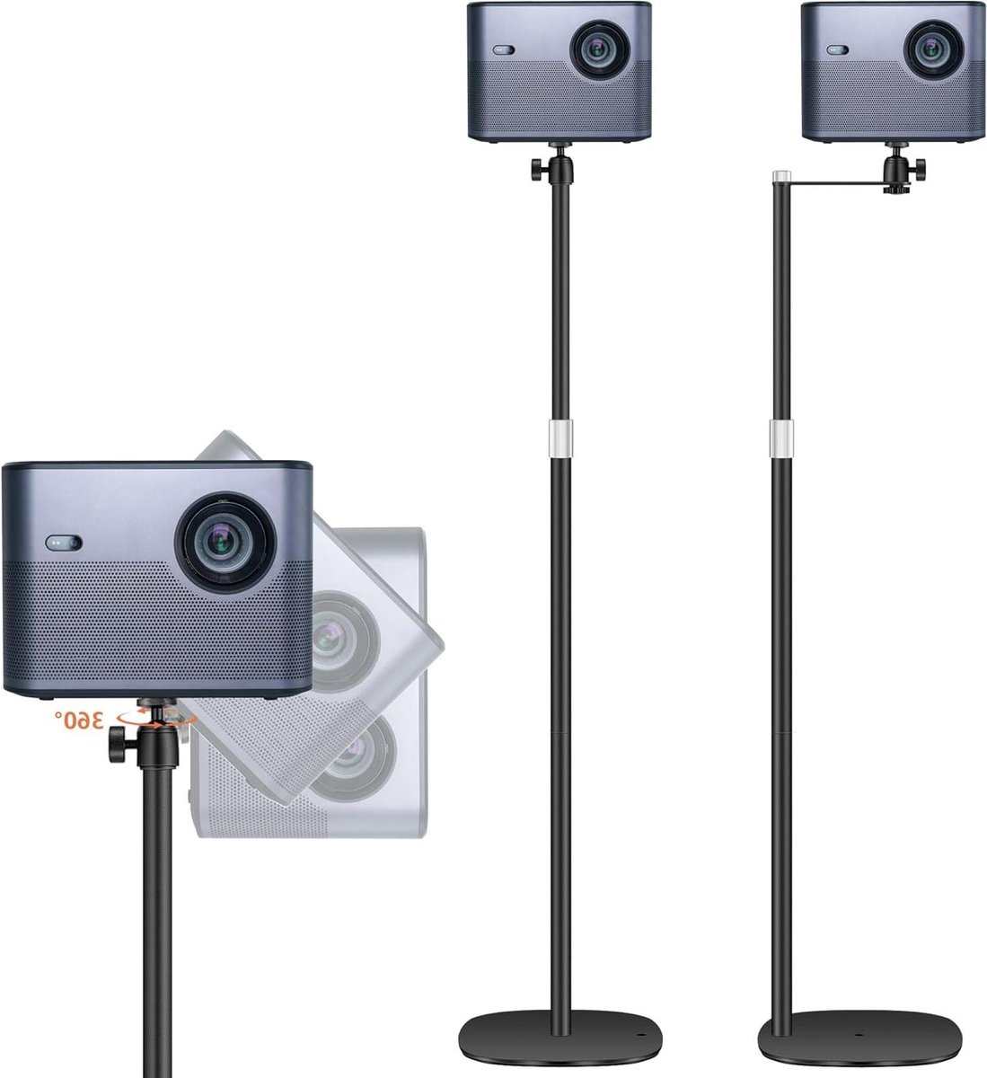 Projectorhouder - Universele standaard - Thuisbioscoop opzetten - In hoogte verstelbaar - 90-126 cm - Zwart