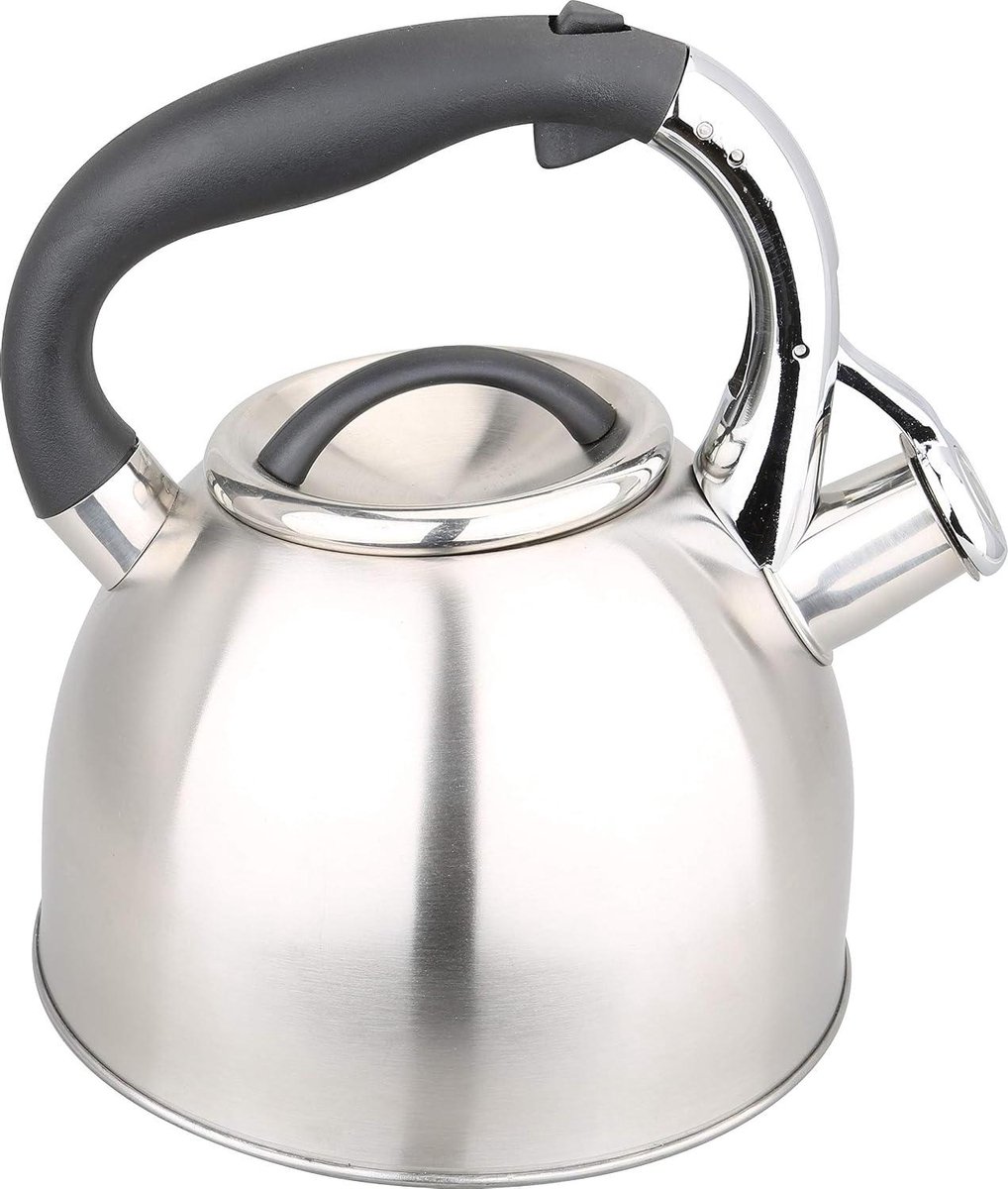 Waterkoker RVS - Grote fluitketel - Koffie en Thee - Voor alle warmtebronnen - 3 Liter - Grijs