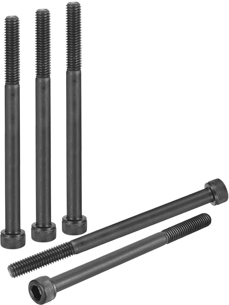 Hexagonale Kop Schroeven 1*85 mm, Set van 10, Geschikt voor Fietsen en Auto's, Carbon Staal, Zwart