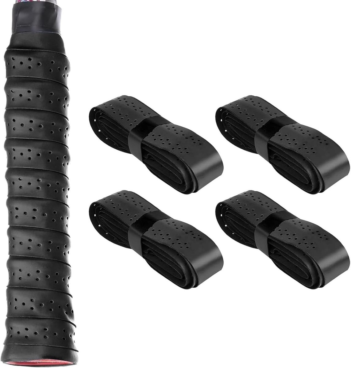 Zelfklevende Grip Bands voor Tennis- en Badmintonrackets - Antislip, Ademend en Comfortabel - 4 Stuks van 110 x 2,5 cm