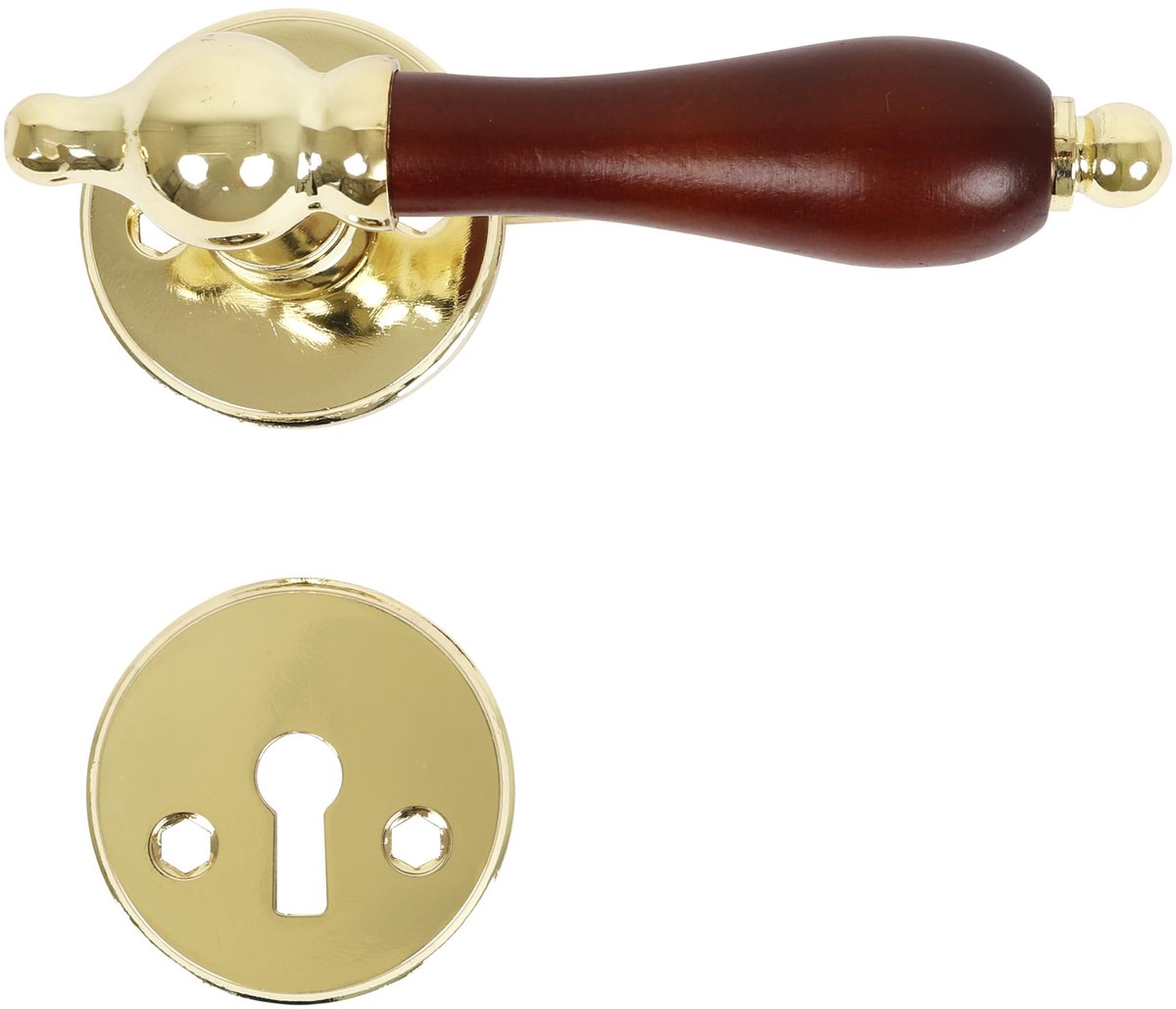 SnelShoppen - Deurgreep messing met donkere greep, elegante rozetten en sleutelplaat voor binnendeuren (30-45 mm) - Solide Deens design voor moderne i