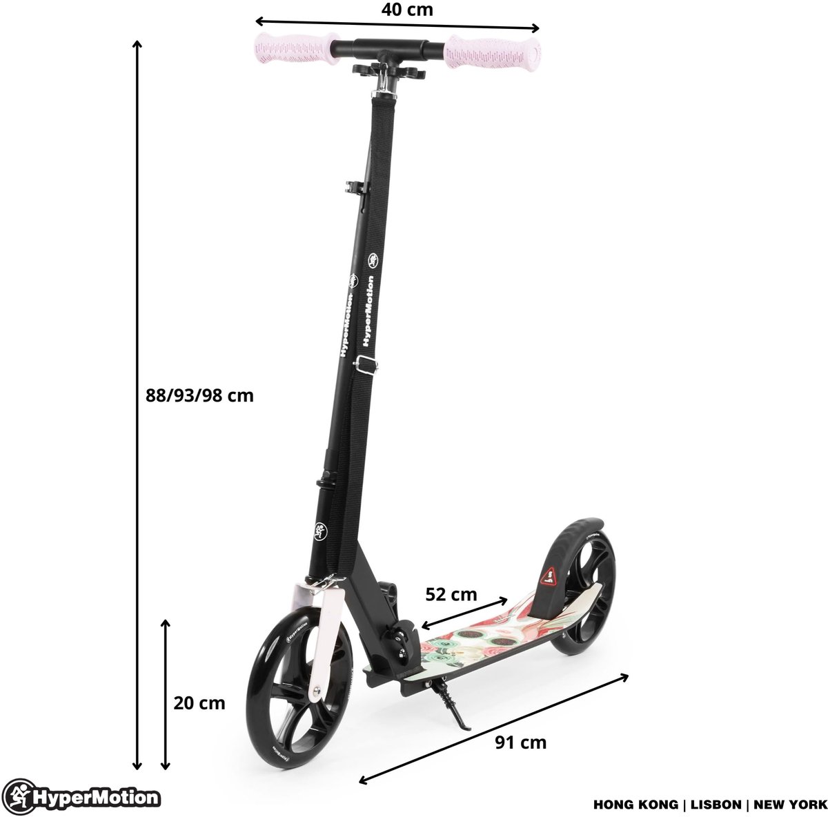SnelShoppen - HyperMotion VIBE Tweewielige Scooter voor Kinderen 7+, Opvouwbaar, Aluminium, Verstelbaar, ABEC-7-lagers, 200 mm Wielen, Roze - Perfect