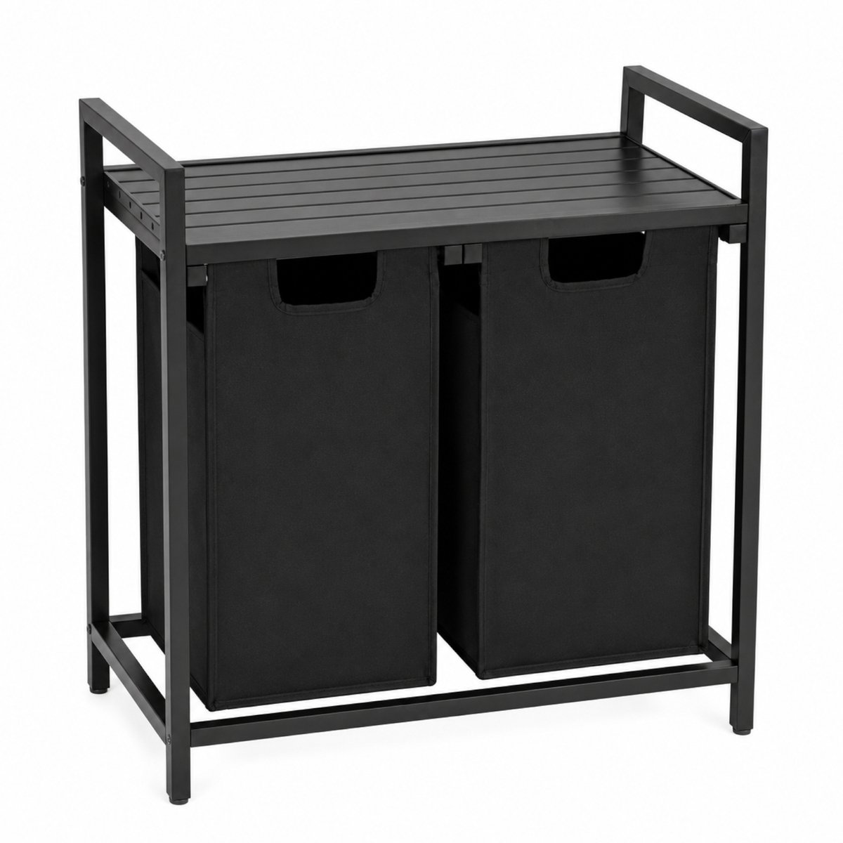 Begryf Wasmand met 2 vakken - 92 l - 2 uitneembare waszakken van 46 l - plank - 73 x 33 x 71 cm - zwart
